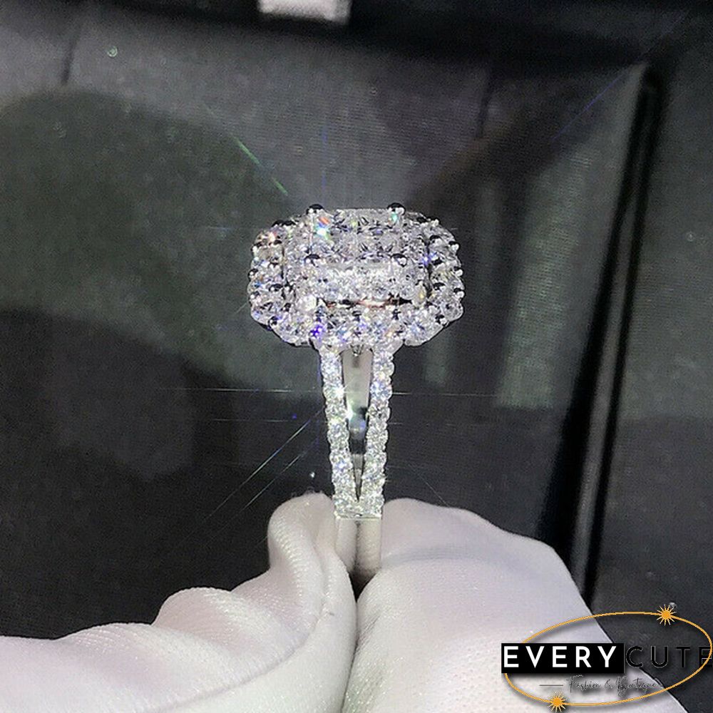 Exquisite ladies fashion diamond ring 925 sterling silver natural gemstone ring birthday anniversary Christmas gift for girlfriend wife bride wedding ring engagement party ring jewelry set 5-11 Bague Femme