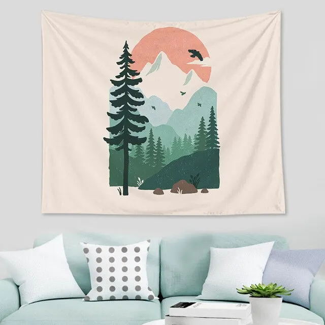 Abstract  nordic Geometric Tapestry Tropic Modern Art Brown Wall Hanging ins Tapestry Decorative Tapestry For Home Decoration