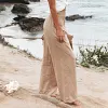 Pantalon smock&eacute; &agrave; poches en m&eacute;lange de lin Fresh Air