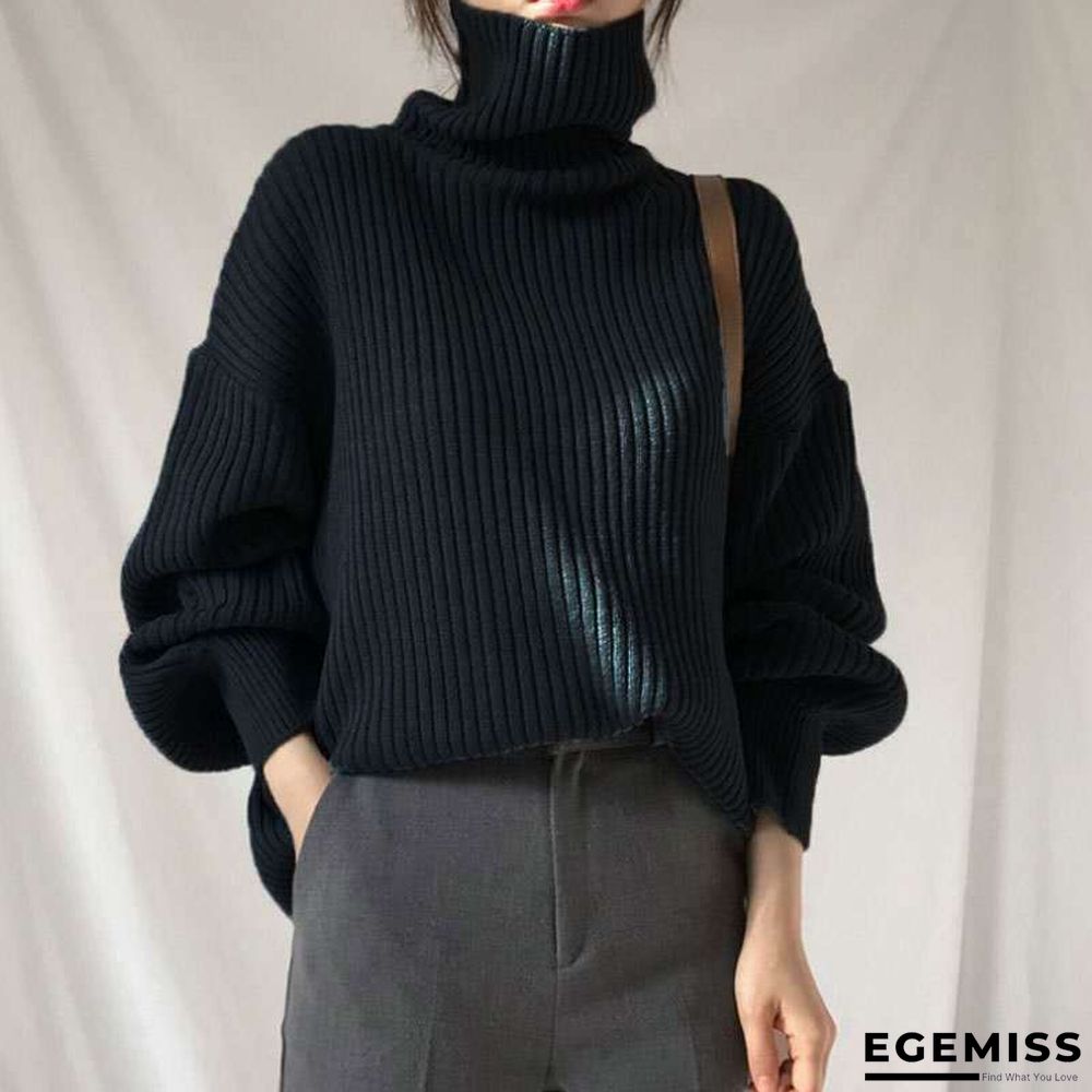 Chic Style Solid Color Turtleneck Lazy Leisure Long Sleeve Sweater | EGEMISS