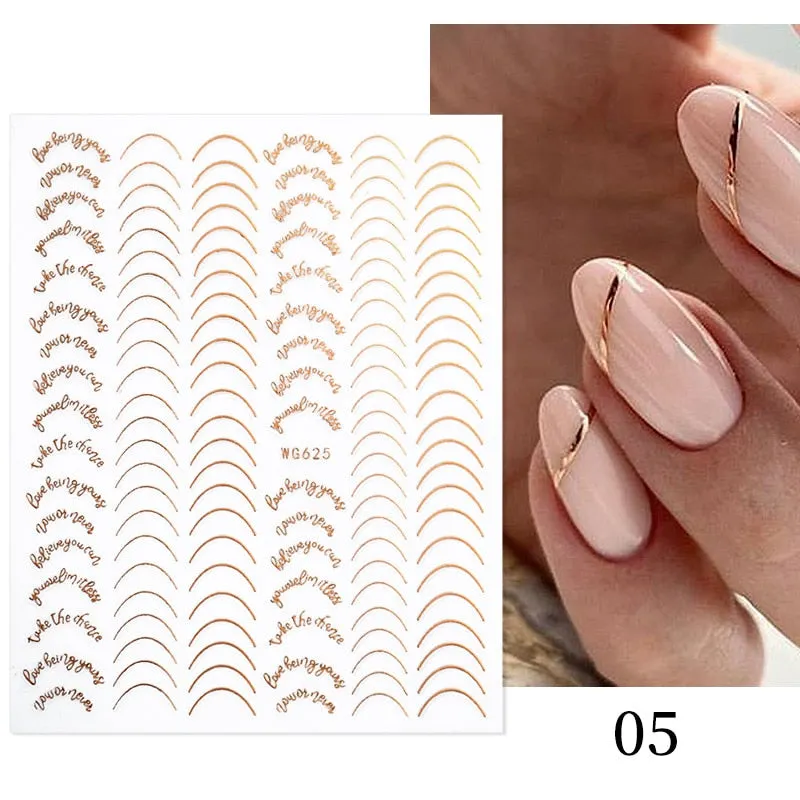 Geometric Lines Flowers Leaves 3D Nail Sticker Figure Woman Face Pattern Special Self Adhesive Nail Art Decals Manicures Sliders-Nail Inspo
