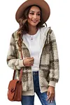 Women's Plaid Fleece Hooded Coat