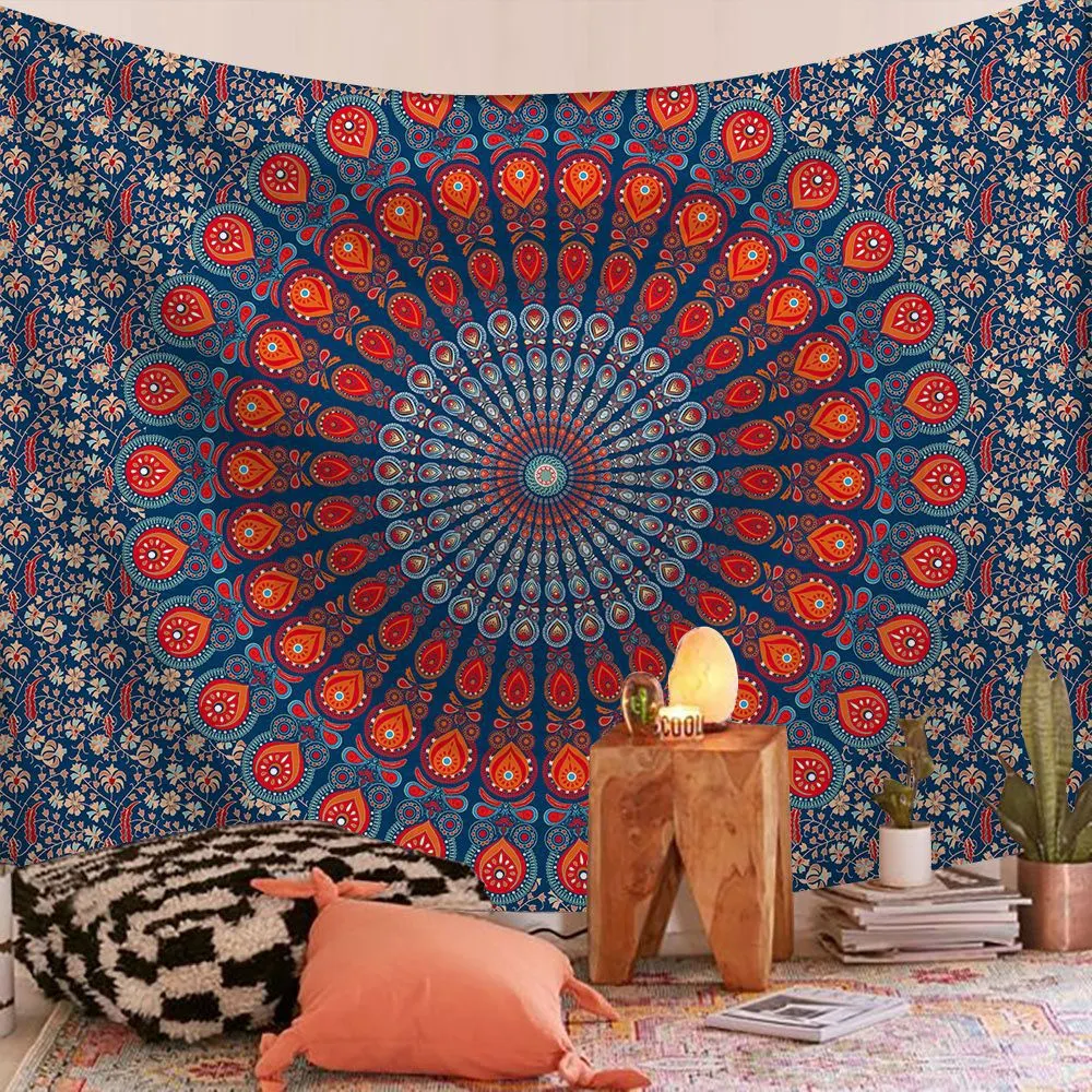 India Mandala Tapestry Wall Hanging Boho Decor Wall Cloth Tapestries Psychedelic Hippie Night Moon Tapestry Mandala Wall Carpet