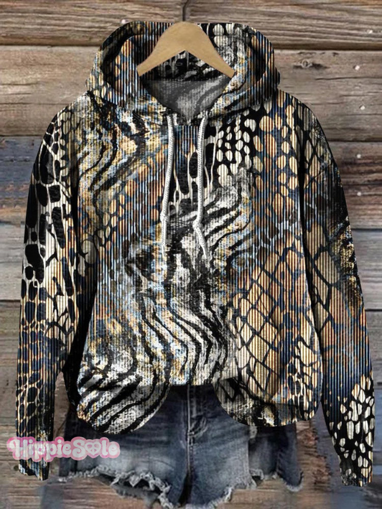 Mixed Animal Print Pattern Printed Casual Hoodie Sweatshirt Multicolor / S