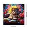 Cat Reading Book Glass Painting-Paint by Numbers Acrylic Painting 40*40CM