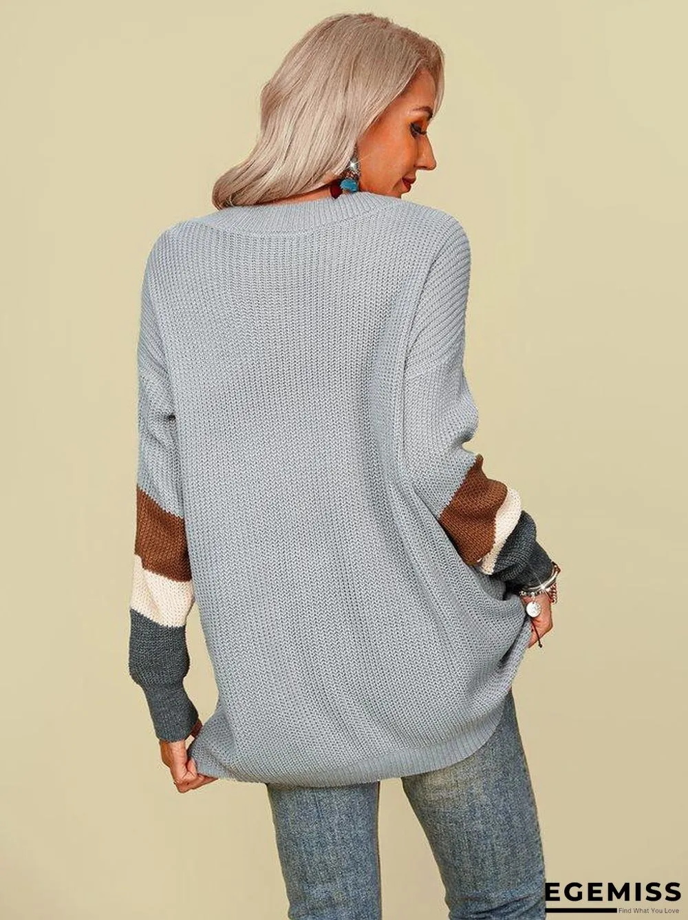 Casual Stripes Long Sleeve Sweater | EGEMISS