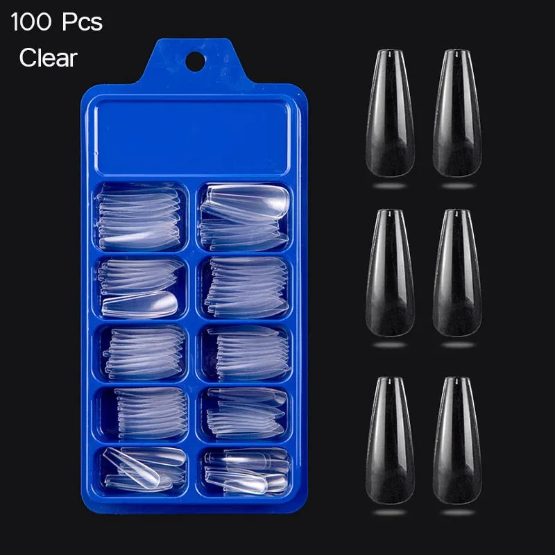 120Pcs False Full Nail Tips Quick Building Mold Tips Nail Dual Forms Finger Extension Nail Art UV extension Easy Find Nail Tools-Nail Inspo