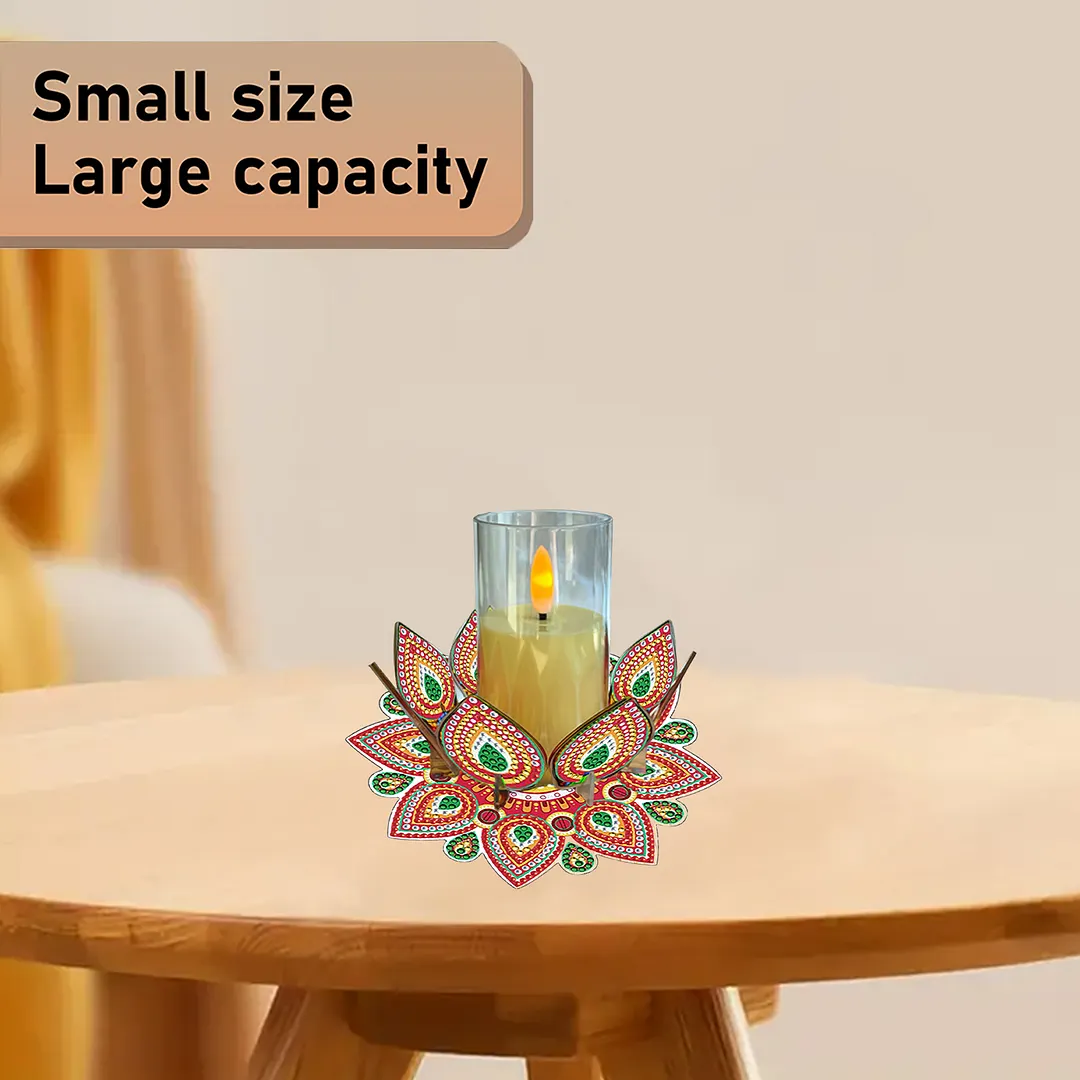 Mandala Lotus-J Acrylic DIY Diamond Painting Candle Holders Without Candles Crystal Painting Tealight Candle Stand Table Centerpiece for Adults Beginners Home Party Decor