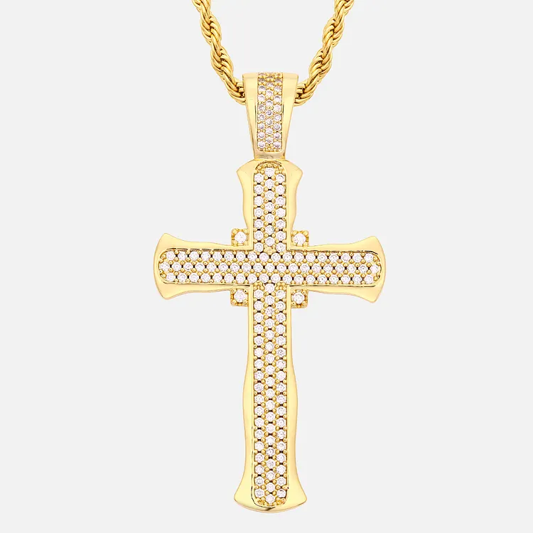 Solid Iced Out Cross Pendants Hip Hop Bling Bling Necklaces For Women And Men