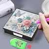 PU Flower Diamond Painting Notecard Box with 160 Sheets of Paper for Adults