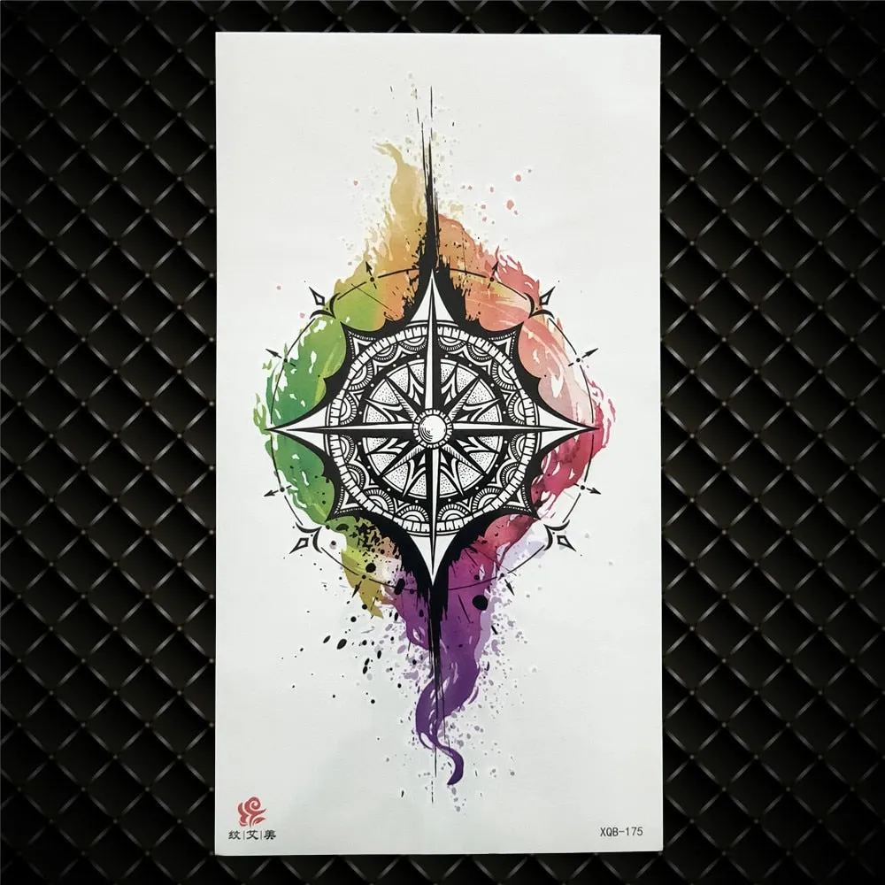 3D Skeleton Fake Temporary Tattoo For Women Men Death skull Dragon Tattoos Geometric Rose Creative Waterproof Tatoos Chest Waist