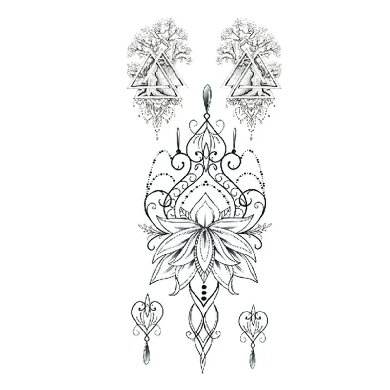 New Temporary Tatoo for Women Sexy Chest Waist Stickers Clavicle Big FakeTattoo Art Deco Beauty Scar Waterproof Tattoo Stickers