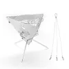 Outdoor Campfire Stove Barbecue Hanger Stainless Steel Camping Hanging Platform Picnic Wood Stove Convenient Charcoal Stove Triangle Hanging Stove