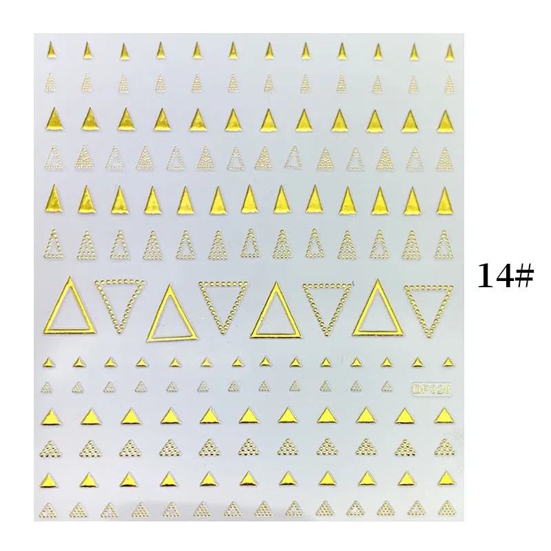 1 Sheet Christmas 5D Nail Stickers Gold And Sliver Snowflakes Transfer Nail Decals Slider Decoration For Manicuries
