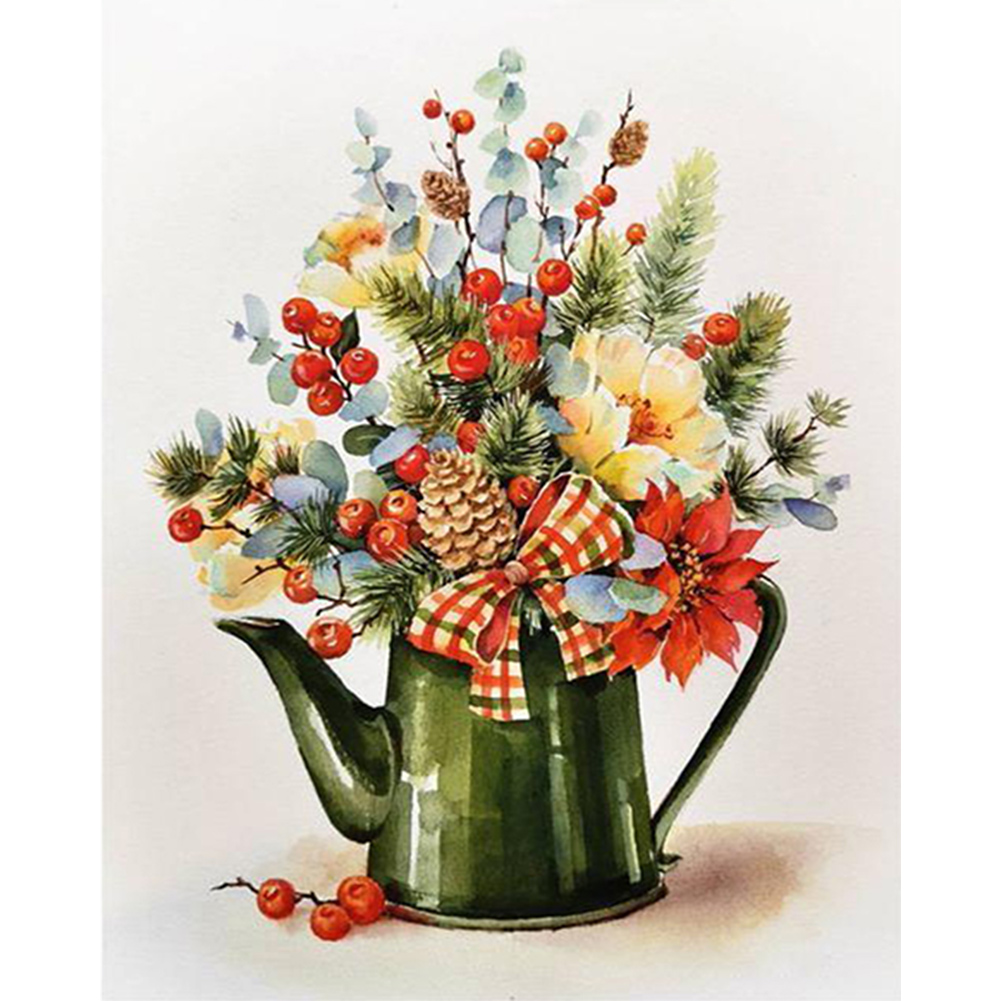 Kettle With Flowers-Paint by Numbers-16"x20"/40x50cm