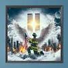 Diamond Painting -DIY Round Drill Firefighters and the Twin Towers(40*40CM)