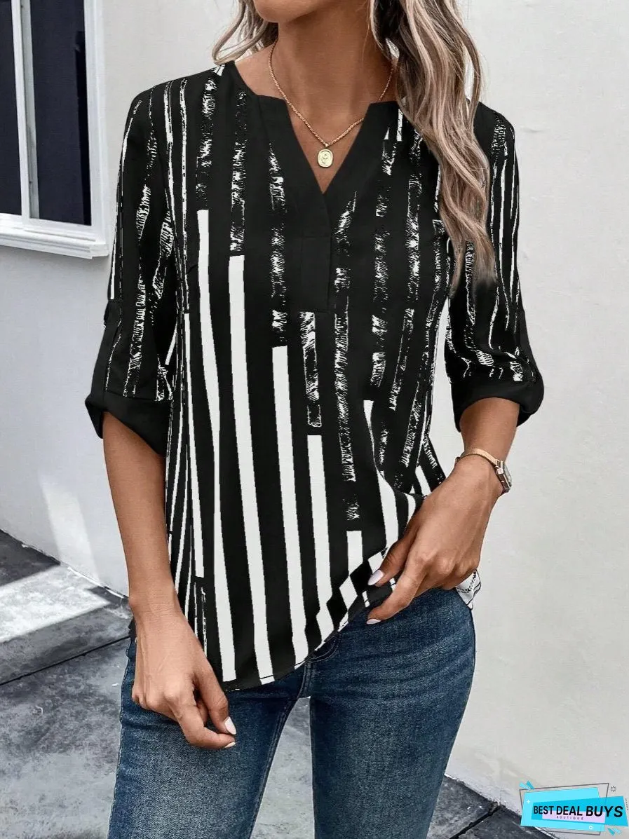 Color Block Floral Print Half Sleeve Shirt