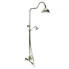 [US Local Warehouse] Antique Gold Shower Head Set with Knobs Mixer Tap Vintage Rainfall Showers Faucet Wear Resist for Home Bathroom Hotel SPA
