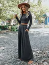 Casual Simple Long Sleeves+Wide Leg Suits