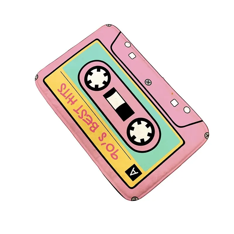 Athvotar Welcome Doormat Retro Cassette Music Tape Floor Carpet Outdoor Entrance Rug Living Room Kitchen Non-Slip Bathroom Kids Mat