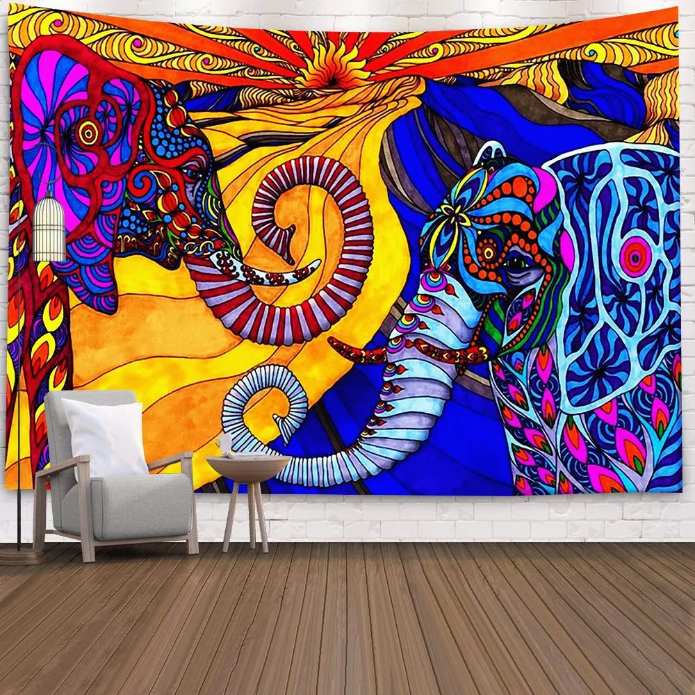 Boho Mandala Tapestry Wall Hanging Witchcraft Wall Cloth Tapestries Elephant Art Psychedelic Hippie Tapestry Macrame Wall Carpet