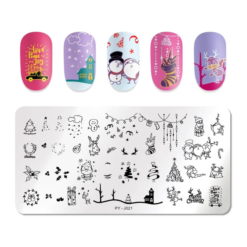 PICT YOU Nail Stamping Plates Snow Winter Nail Art Stamp Template idea nail Image Plate Stainless Steel Stencil Tools-Nail Inspo