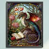 (Stamped/Counted) Pterosaur Reading - 14CT Cross Stitch 45*55cm/17.72*21.65in