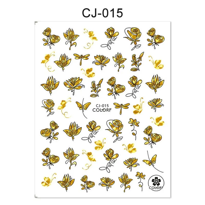 3D Christmas Nail Art Decoration Stickers Sparkly Gold White Colorful  Glitter Geometry Snowflake Winter Slider Nail Foils-Nail Inspo