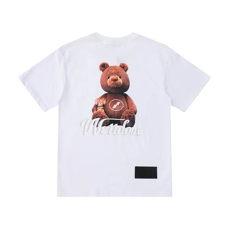 We11done T Shirt Teddy Bear Printed Loose Men's and Women's round Neck Short Sleeve Cotton