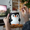 Cute Penguin Cow Leak Proo Ice Cream Pint Containers for Gathering Party Picnic