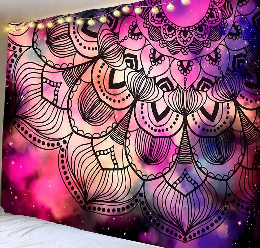 India Mandala Tapestry Wall Hanging Boho Decor Wall Cloth Tapestries Psychedelic Hippie Night Moon Tapestry Mandala Wall Carpet