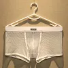 Men's Boxer Briefs Sexy Mesh Breathable Underwear Cool See-Through Soft Underpants