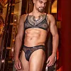 Men's Sissy Lingerie Lace Bra Sheer See Through Floral Bralette Crossdress Bra and Panty Set