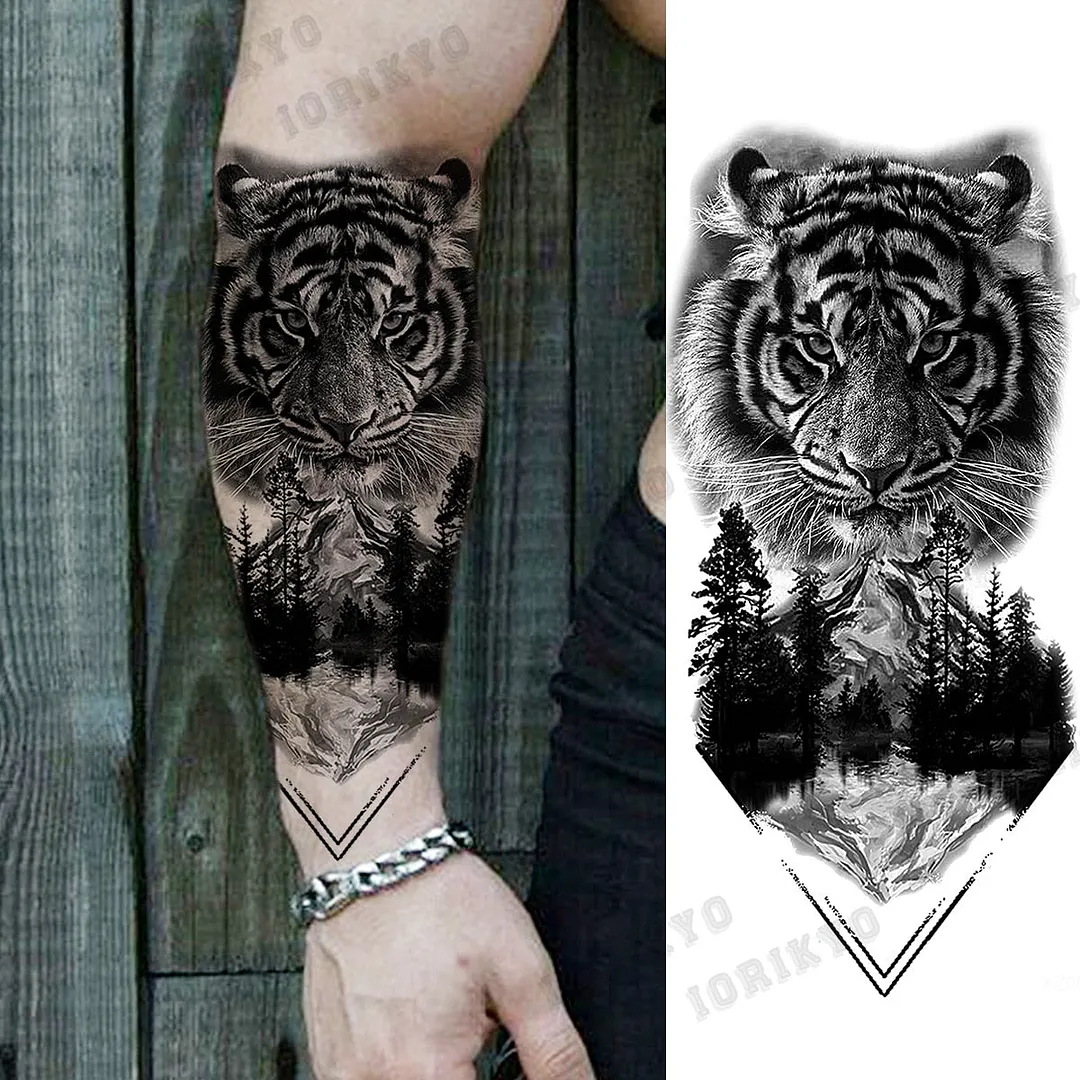 Realistic Devil Skeleton Temporary Tattoos For Men Adult Women Wolf Compass Gangster Fake Tattoo Washable Body Art Tatoo Sticker