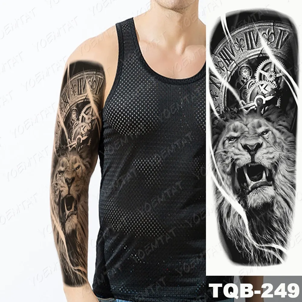 Large Arm Sleeve Tattoo Owl Angel Rose Waterproof Temporary Fake Tatoo Sticker Skull Fox Wings Men Women Full Totem Tatto Artes
