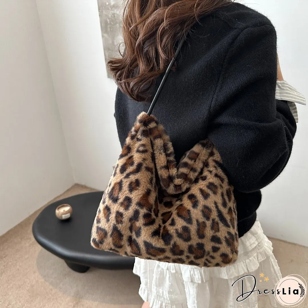 Leopard Furry Shoulder Bag
