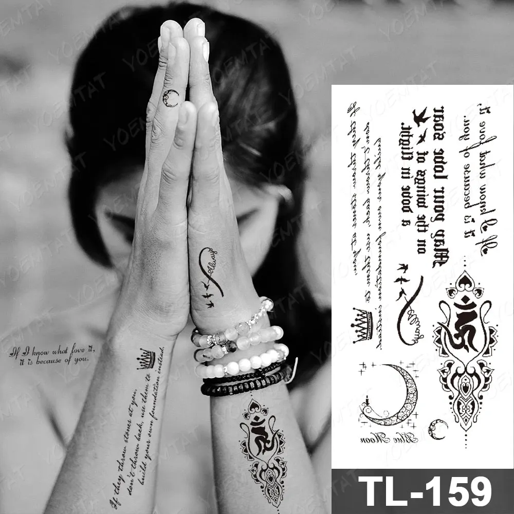 Arabic Language Waterproof Temporary Tattoo Sticker Black Love Text Word Letter Body Art Arm Couple Fake Tatoo For Women Men