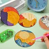 6Pcs/set Diamond Painting Wooden Sunrise Coaster Cup Cushion With Holder