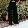 Pantalon smock&eacute; &agrave; poches en m&eacute;lange de lin Fresh Air