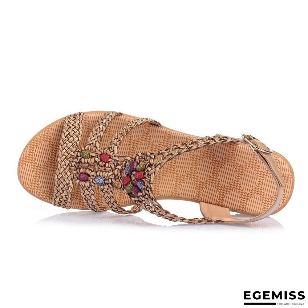 Ethnic Style Women Summer Woven Sandals Breathable Wedge Sandals | EGEMISS
