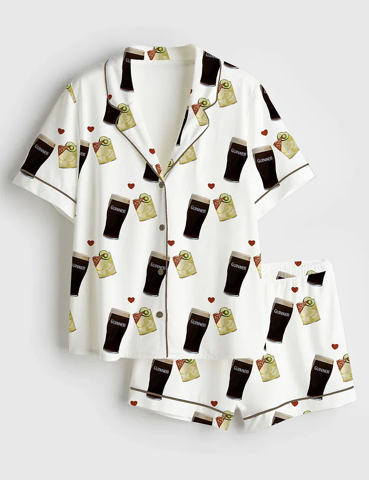 Women&rsquo;s Guinness And Spicy Margarita Short Sleeve Satin Pajama Set