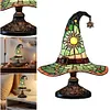 Stained Glass Witch Hat Lamp LED Creative Table Lamp Night Light for Home Decor