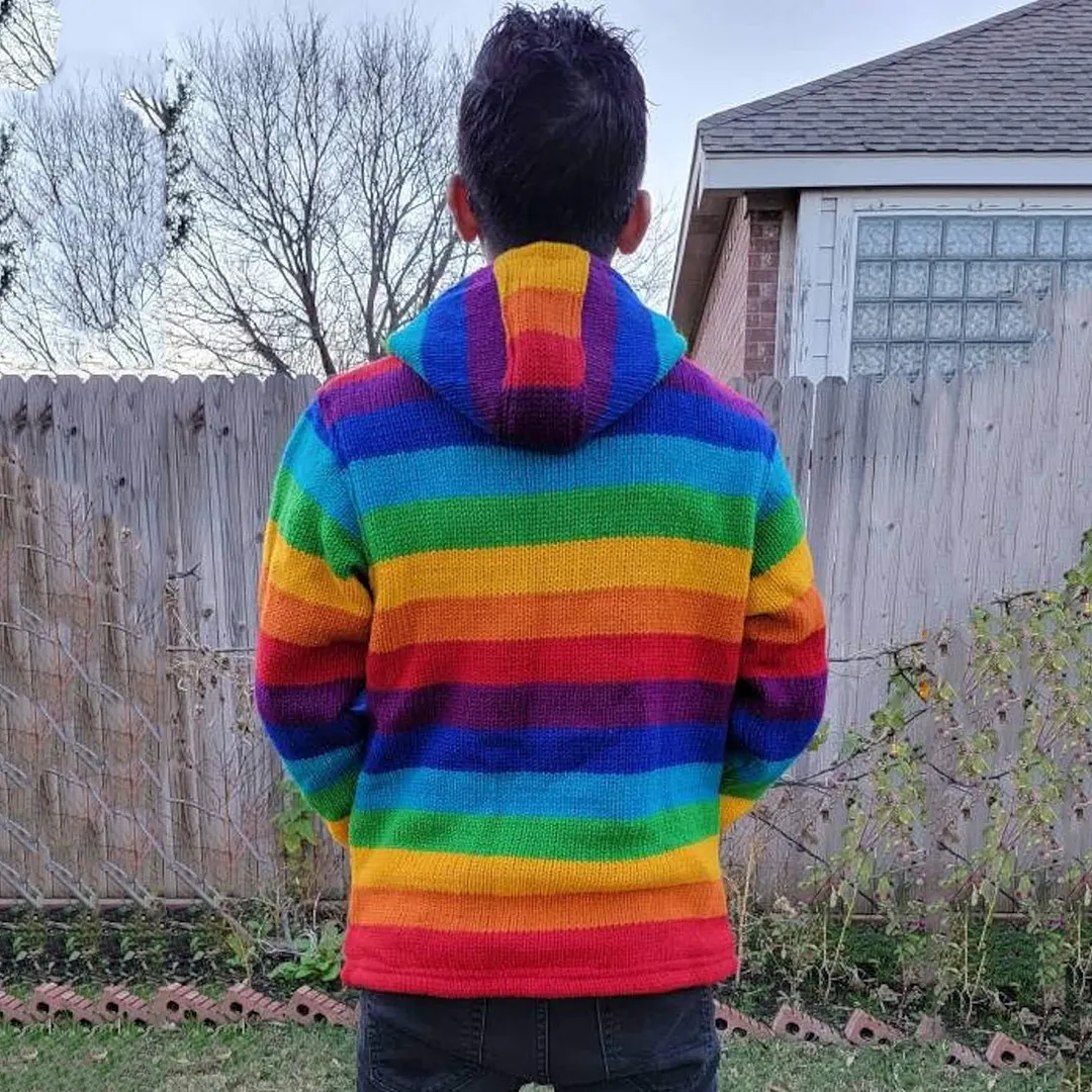 Colourful Iceland Jacquard Zipper Up Hooded Sweater（Unisex）