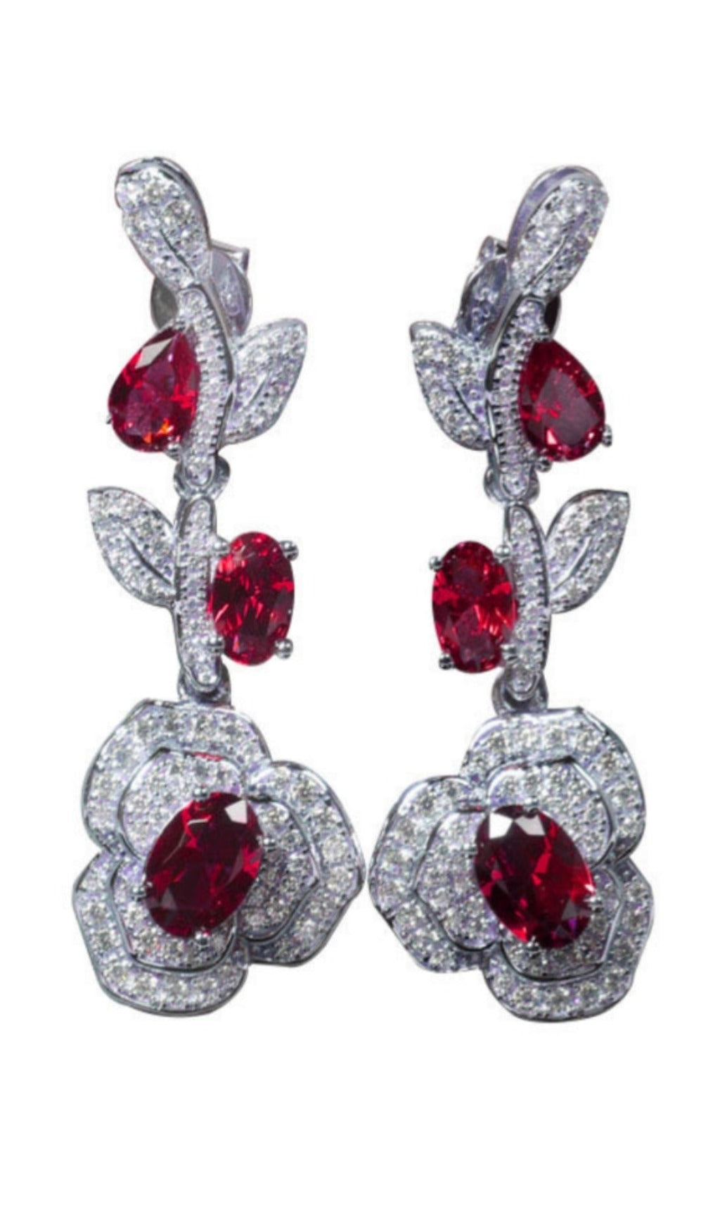 Crystal Flower Drop Earrings Flowering Girl