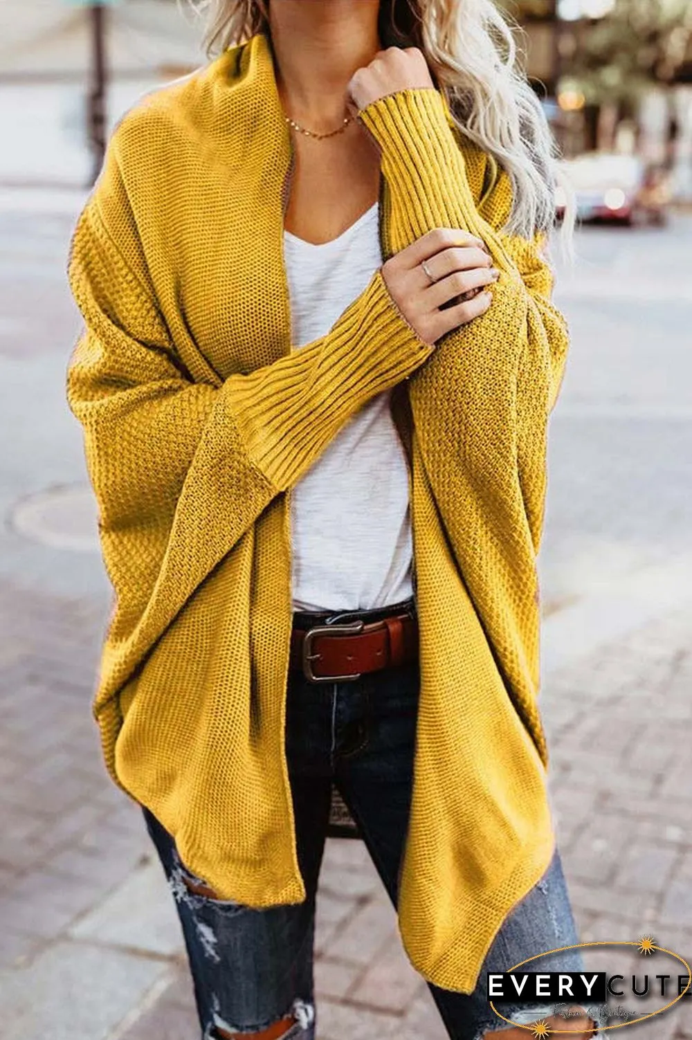 Fashion Bat Sleeve Knitted Cardigan