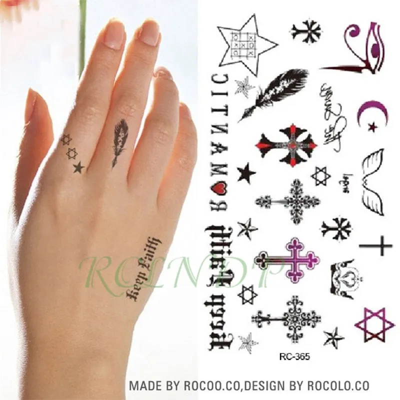 Waterproof Temporary Tattoo Sticker crown cross letter black tatto flash tatoo fake tattoos for men women