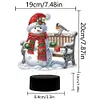 (US Local)Acrylic Double Sided Xmas Snowman 5D Diamond Painting Night Light for Tabletop