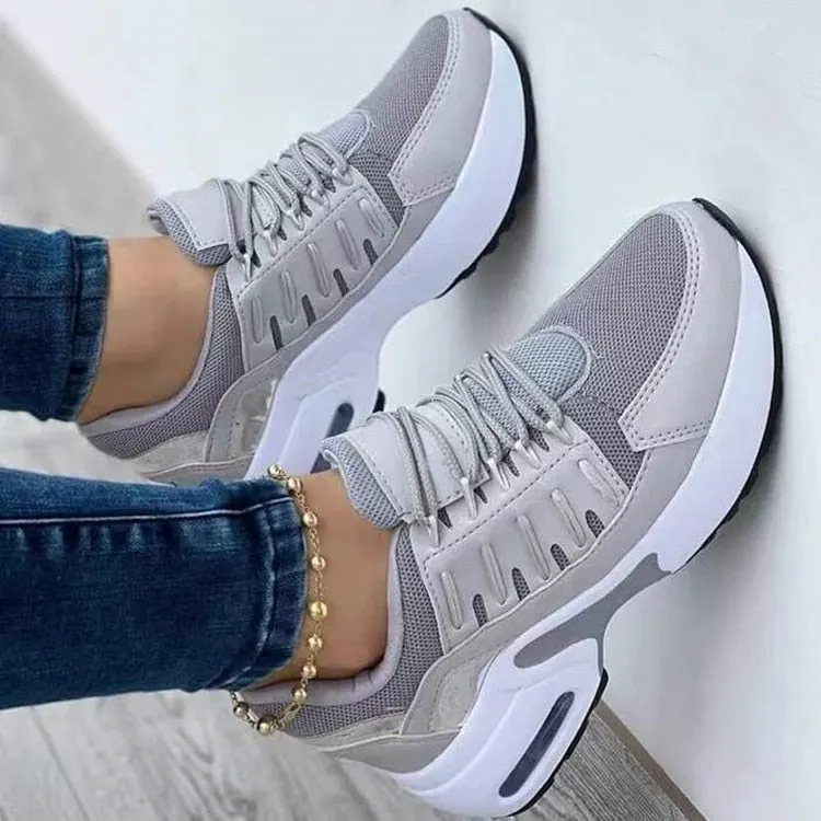 Wedge Platform Sneakers 2022 New Fashion Plus Size Casual Sports Shoes Women Lace-up Mesh Breathable Women's Vulcanized Shoes