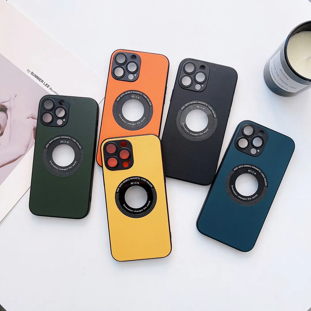For iPhone13/14 Series Magnetic Hollow Logo Mobile Phone Case