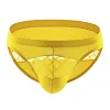 Men's Athletic Silk Underwear Low Rise Nylon Mesh Elastic Solid Pattern Sexy Briefs